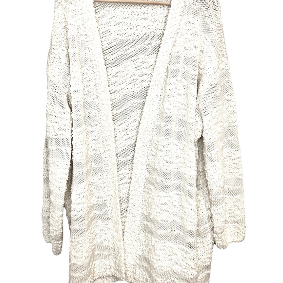 Mesh + Lace Popcorn Knitted Cardigan SZ 2X White  Soft and Comfortable - Picture 2 of 6